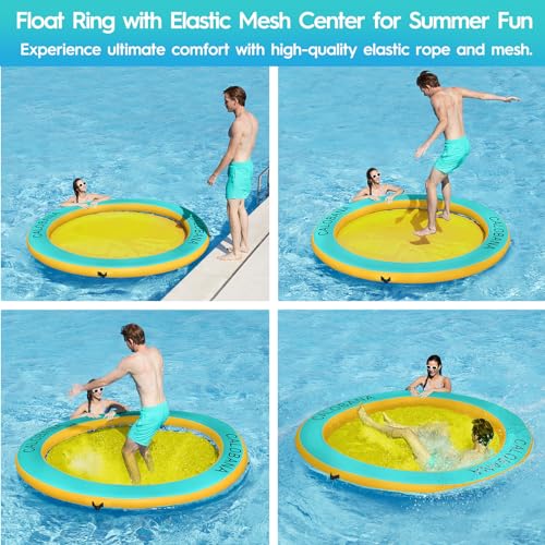 Round Floating Ring Inflatable Water Hammock Heavy Duty River Floats Lake Raft for Adults Tanning Pool Lounger Float Island Platform Pad Mat for Party