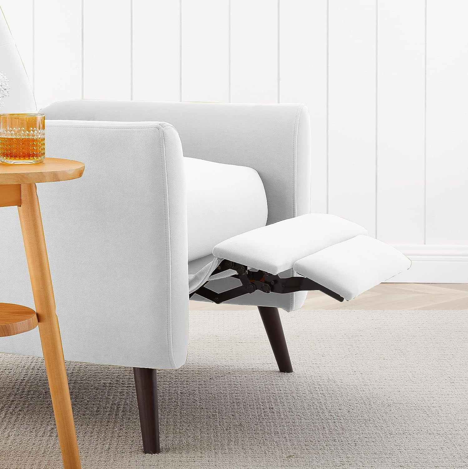 High Quality Upholstery Velvet Reclining Chair  Push Back Reclining Sofa Chair with Solid Wood Legs