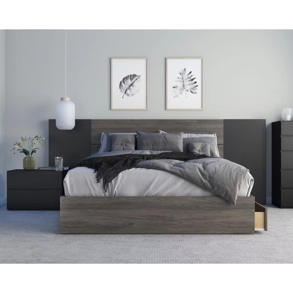 Amaro 4 Piece Queen Size Bedroom Set  Bark Grey and Black