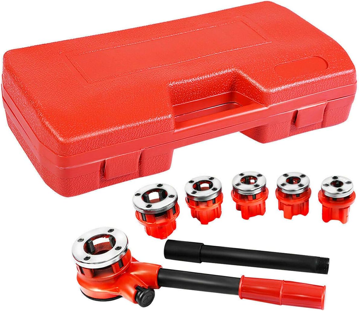 New Ratchet Ratcheting Pipe Threader Kit Set w/ 6 Dies and Storage Case Pack of 2