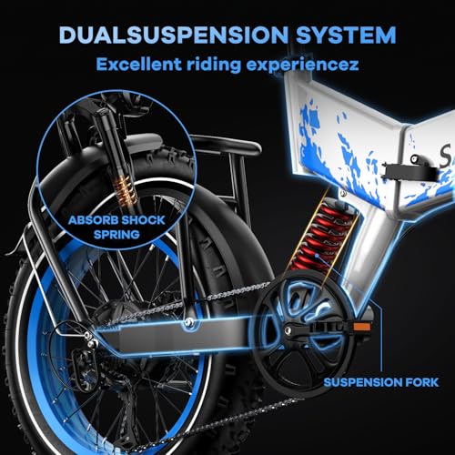 1500W Folding Electric Bike for Adults, 52V 20AH Large Removable Battery E Bike, 30+MPH, 80 Miles Max Range, 20" x4.0 Fat Tire Ebike