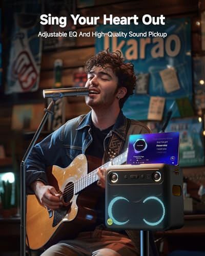 Ikarao Smart Karaoke Machine for Adults - with Lyrics Display, 32GB Karaoke Tablet, 2 Wireless Mics, Professional Karaoke System, 300W Peak Power