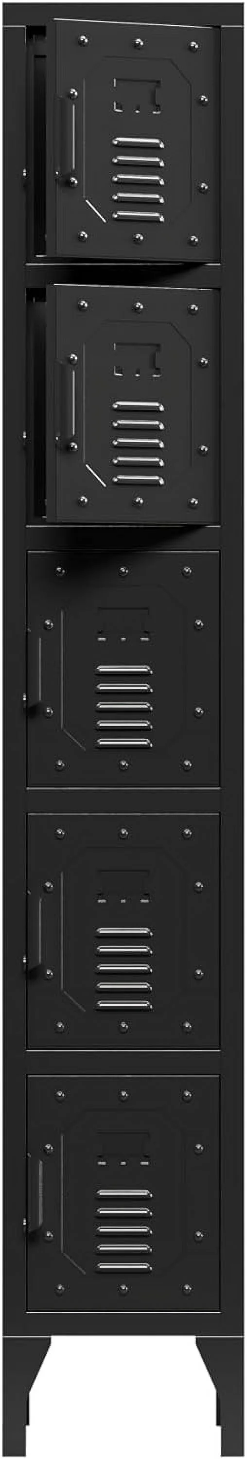 Metal Storage Cabinet, 5 Doors Lockable Employees Metal Locker, 72" Tall Metal Locker Accent Storage Cabinet