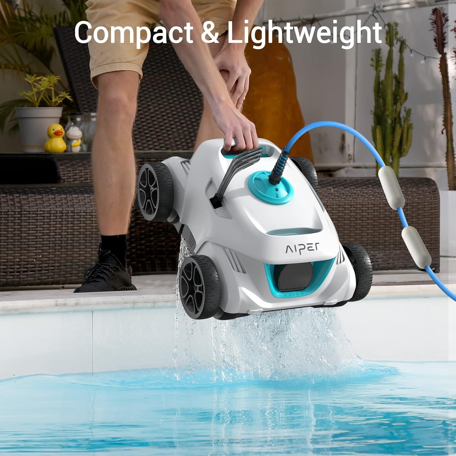 AIPER Automatic Robotic Pool Cleaner, Strong Suction with Dual-Drive Motors, Ideal for Above and In-Ground Swimming Pools up to 33 Feet, Lightweight