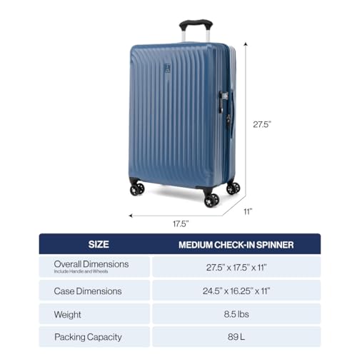 Travelpro Maxlite Air Hardside Expandable Carry on Luggage, 8 Spinner Wheels, Lightweight Hard Shell Polycarbonate Suitcase, Shadow Grey