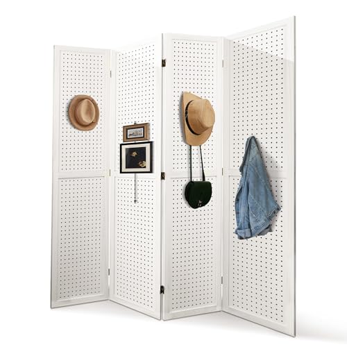Osparple Room Divider with Shelves 6 Panel Wooden Folding Room Dividers Privacy Screen Wall Divider for Room Separation for Office and Apartment