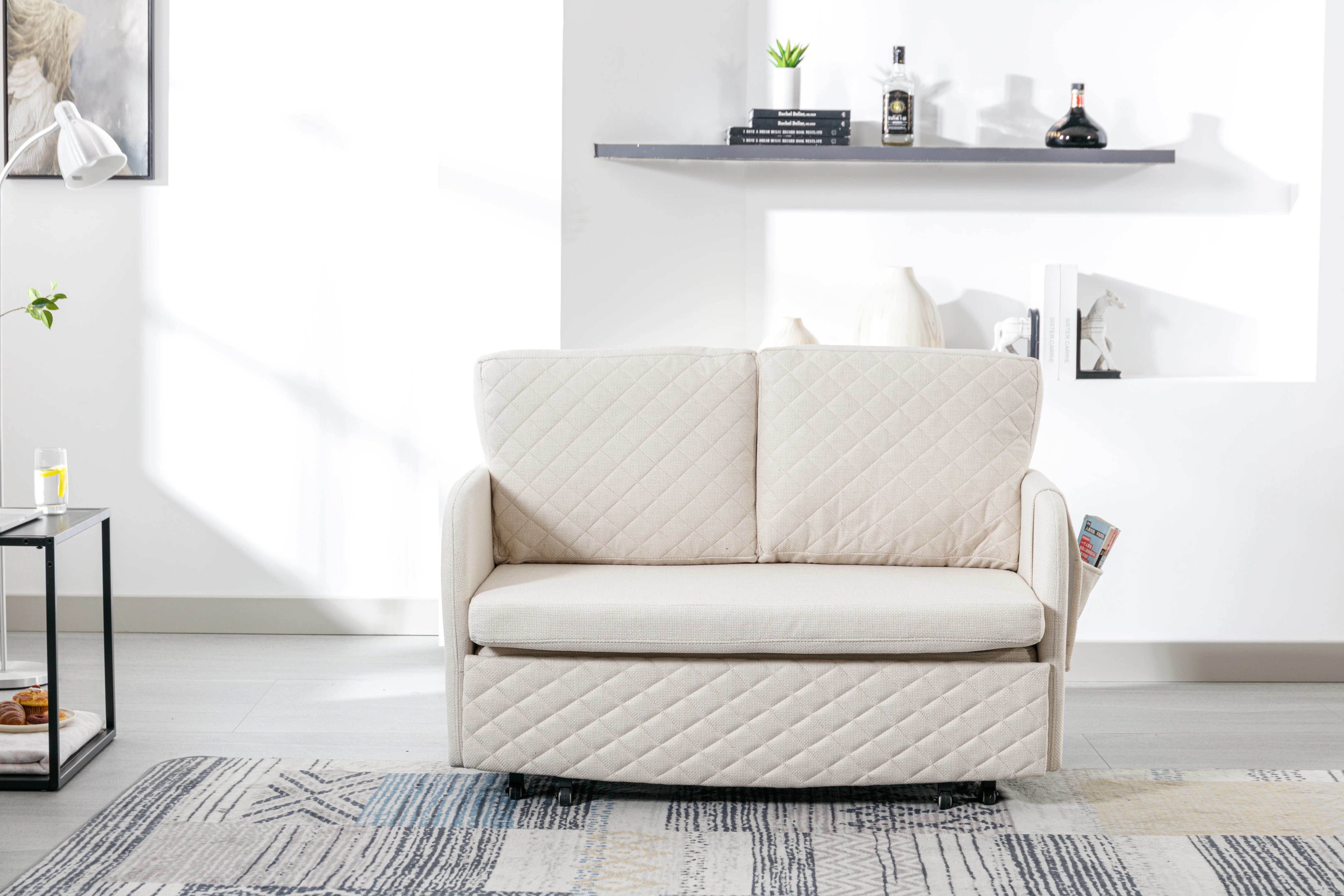 Ucloveria 46" Convertible Sleeper Sofa Bed, Loveseat Couch with Pull Out Bed