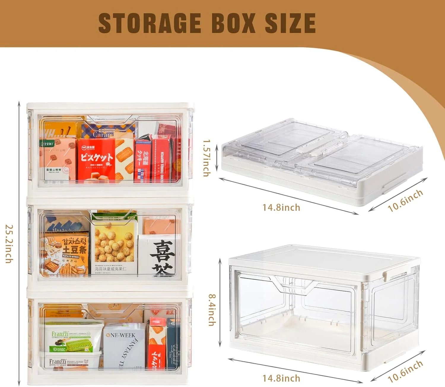 6 Pack Closet Organizers and Storage,Clear Stackable Plastic Storage Bins with Lids Magnetic Doors,Clothes Organizers and Storage