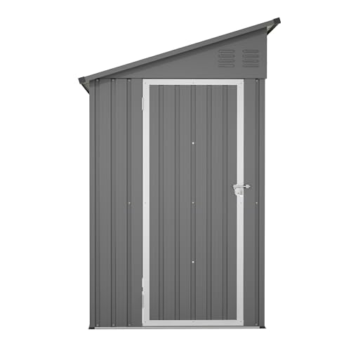 4×8 FT Outdoor Metal Storage Shed,Heavy-Duty Lean to Storage Shed with Floor Base,Garden Tool Metal Storage House W/Lockable Door and 2 Air Vents