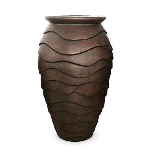 Aquascape Scalloped Urn Landscape Fountain Kit with Aquabasin and Ultra Pump, Medium | 78270, Brown