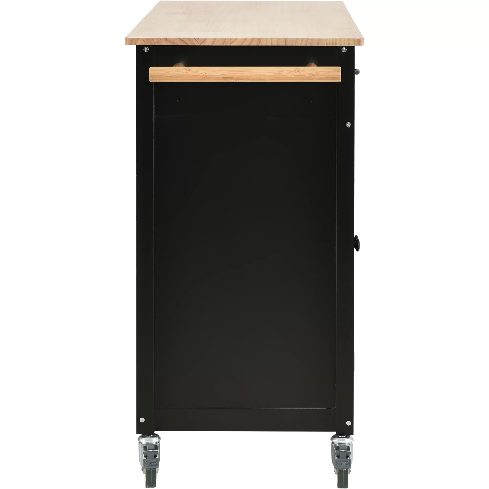 Movable Kitchen Island Cart, Storage Cart with 4-Door Cabinets and 2 Drawers, Modern Wood Kitchen Storage Cart with 2 Lockable Wheels
