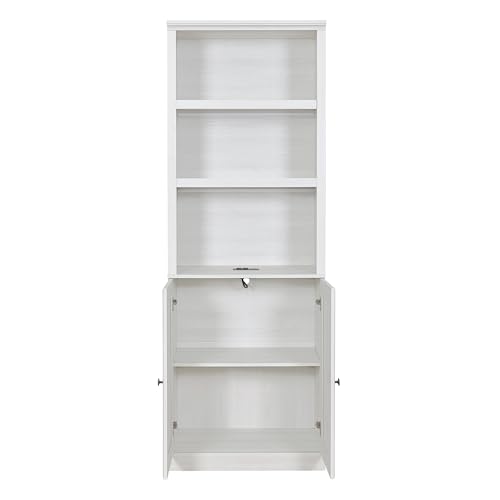 SOFTSEA Twin Size Murphy Bed with 2 Side Cabinet Storage Shelf, Horizontal Murphy Bed with Bookcase
