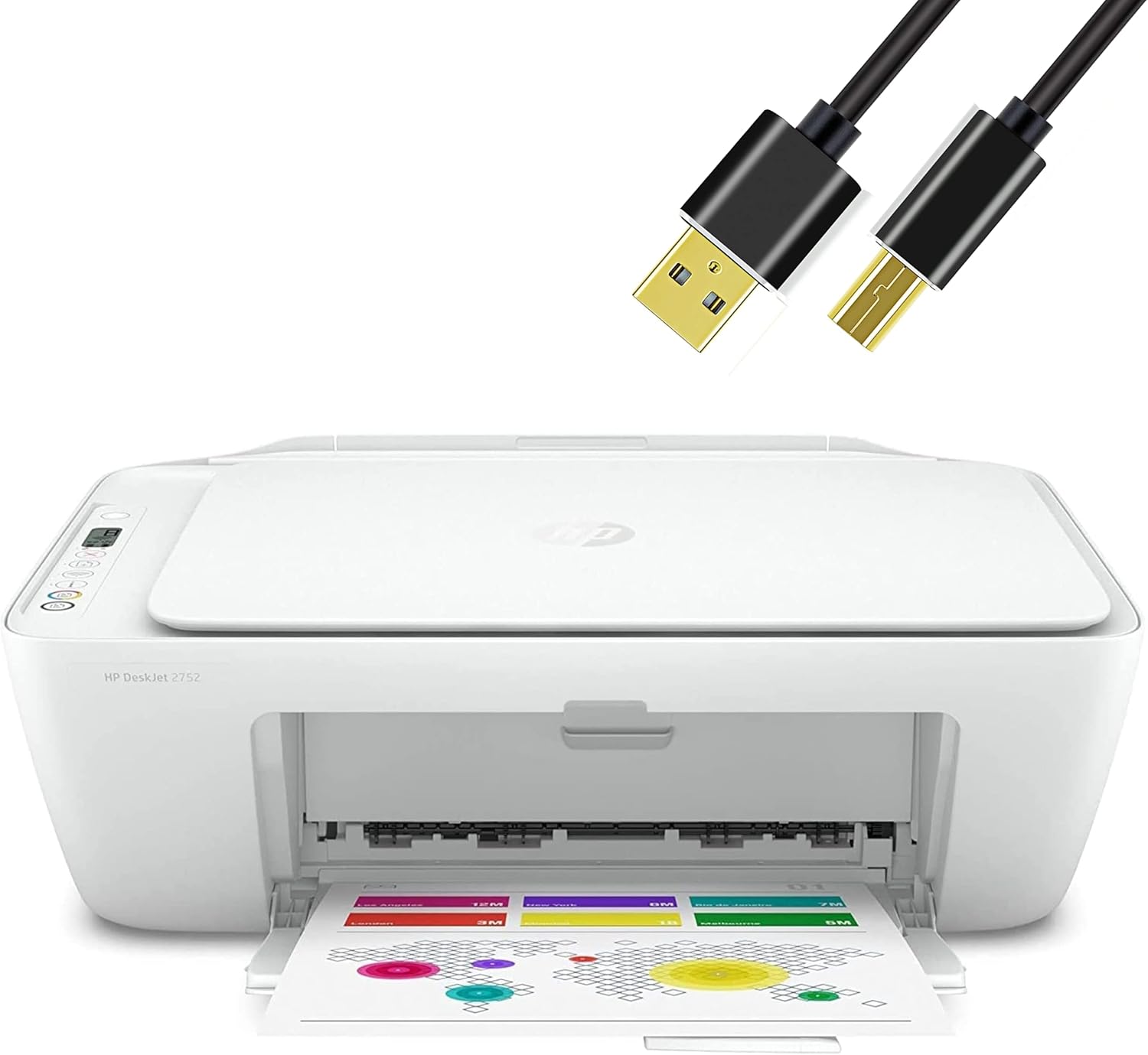 H-P All-in-One Wireless Color Inkjet Printer, Print, Copy, Scan, Wireless USB Connectivity Mobile Printing with NeeGo 6 Feet Printer Cable