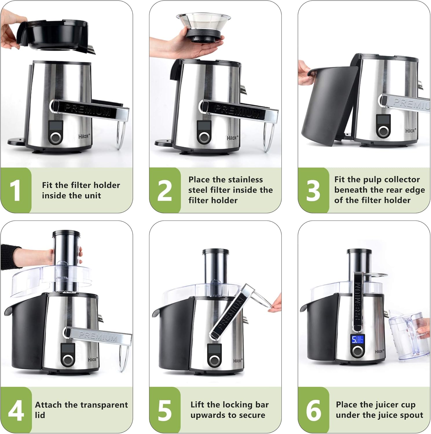 Centrifugal Juicer Machine - 1100W Juice Maker Extractor, 5-Speed Juice Processor Fruit and Vegetable, Big Mouth Stainless Steel Power Juicer