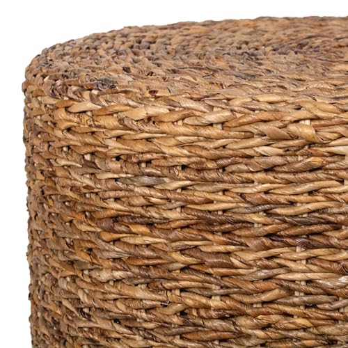 East at Main Abella Round Woven Rattan Coffee Table, Coastal Boho Coffee Table with Natural Finish