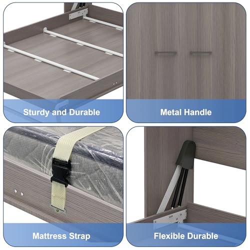 Black Wood Full Size Murphy Bed, Murphy Bed Full Space-Saving Wall Beds