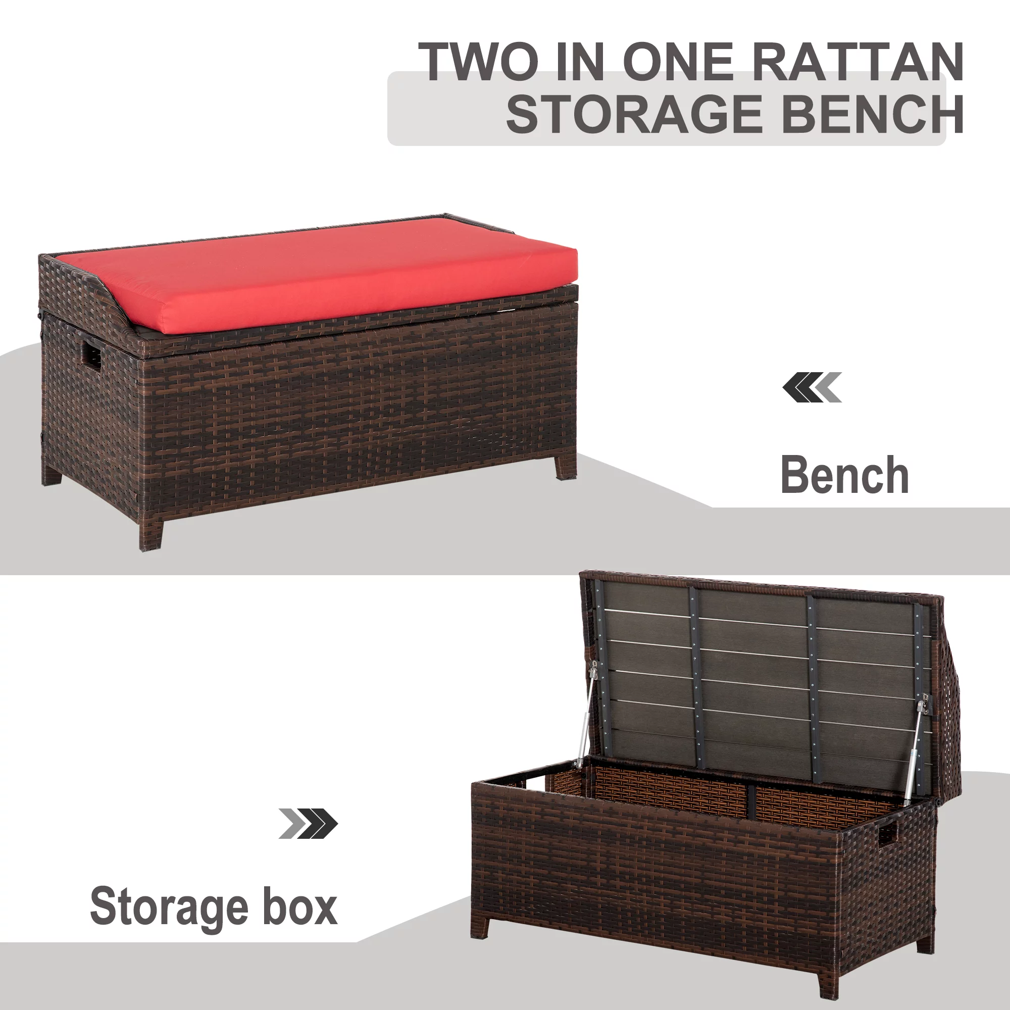 Outsunny Outdoor Wicker Storage Bench Deck Box