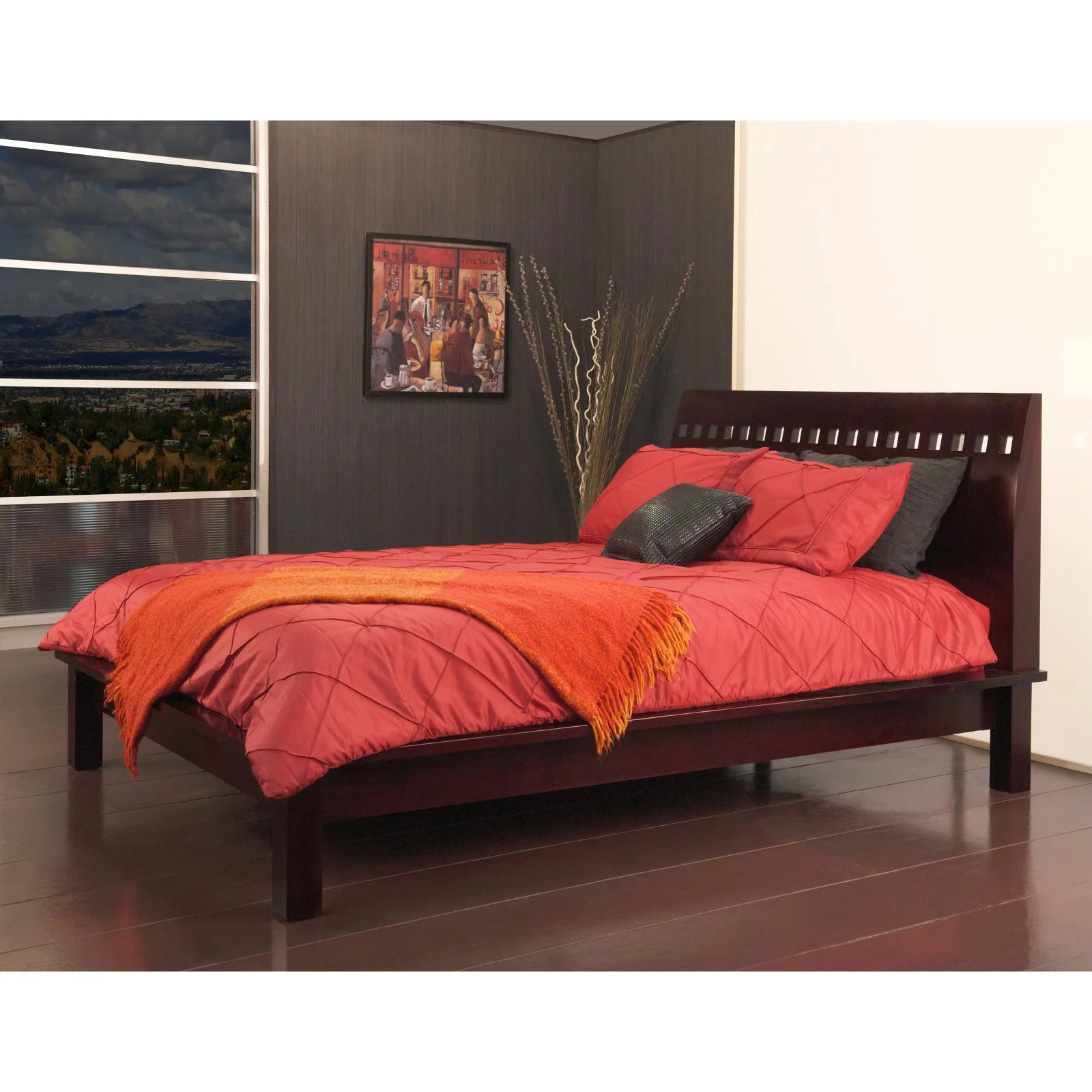 Modus Veneto Contemporary King Solid Wood Platform Bed in Espresso
