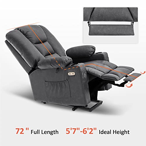 MCombo Small Power Lift Recliner Chair with Massage and Heat for Petite People, Cup Holders, USB Ports, Side Pockets, Faux Leather 7569 (Small