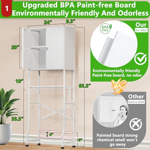Over The Toilet Storage Cabinet - 2-Door Design Bathroom Organizers Shelf