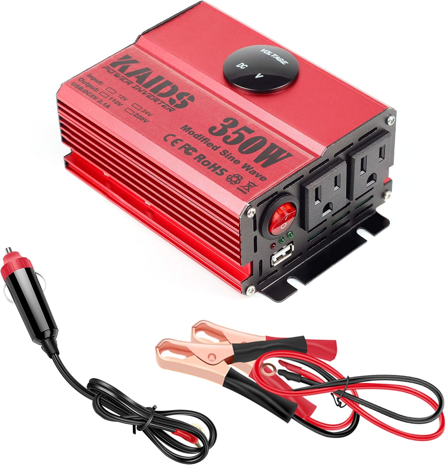 KAIDS Clearance Items Power Inverter Full Power 350W Car Inverter Peak 700W DC 12V to 110V AC Car Inverter USB Ports Charger Adapter Car Plug