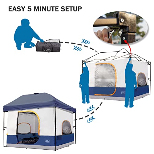 KAMPKEEPER Camping Inner Tent for Pop Up CanopyFully Vented Roof, Converts 10'x10' Straight Leg Canopy into Camping TentKhaki