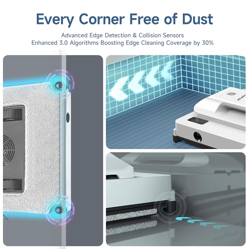 AlfaBot Window Cleaning Robot, 4500PA High Suction Power Window Cleaner with Dual Water Spray,3.0 Path Planning, Edge Detection Technology