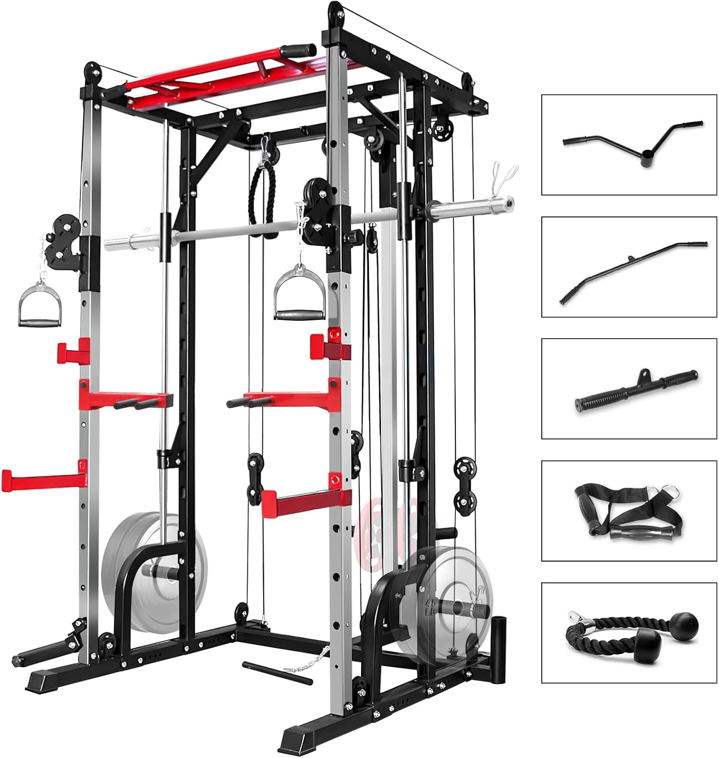 Mikolo Smith Machine, Power Cage with LAT Pull Down System, Total Body Workout for Home Gym&hellip;