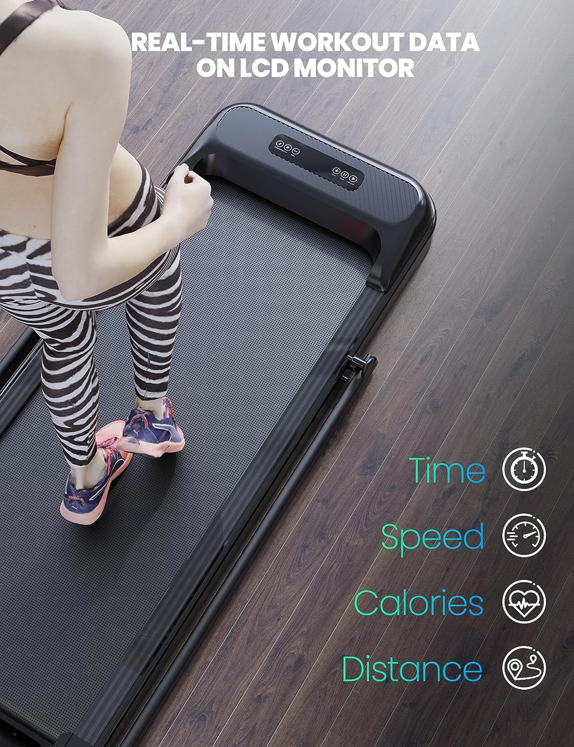 2-in-1 Treadmill, [2.25 HP] [0.6-6.2 MPH] for Running Walking, Folding Treadmill with Real-time Workout Data on LCD Display