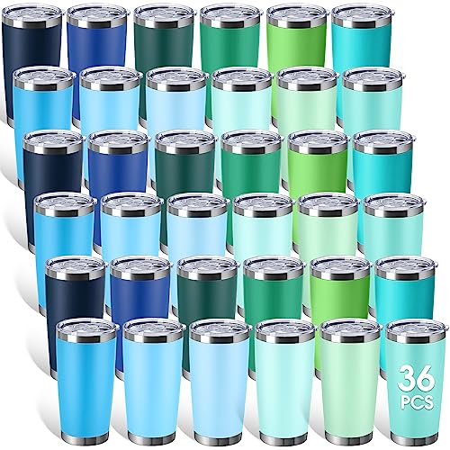 Sieral 36 Packs Stainless Steel Tumbler Bulk with Lid Vacuum Double Wall Insulated Travel Coffee Mug Powder Coated Tumbler Cup for Graduation Wedding