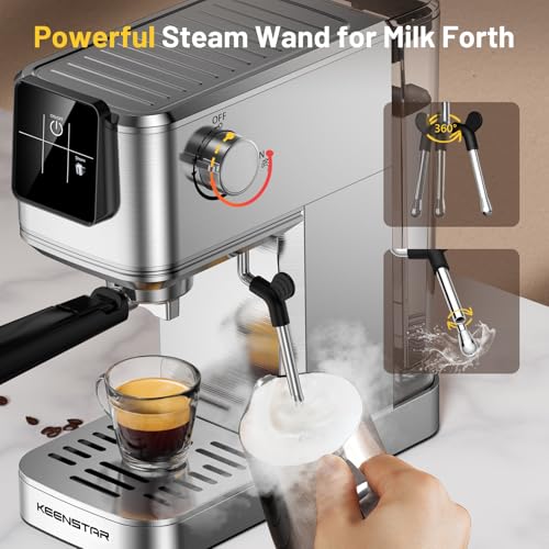 Espresso Coffee Machine with Milk Tank, 20Bar Hot & Iced Coffee Machine with Rapid Cold Brew