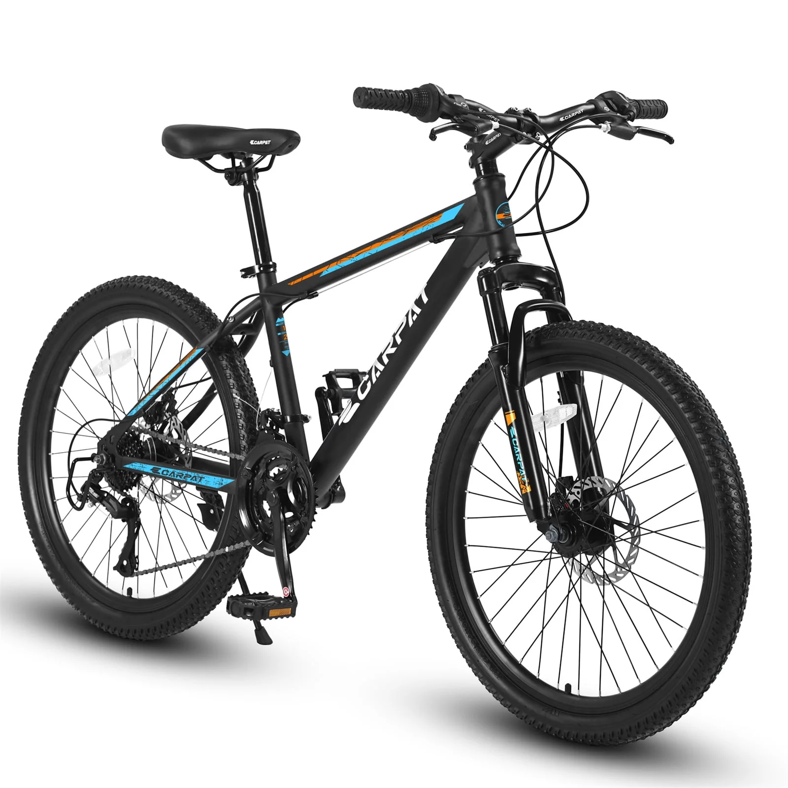 26 Mountain Bike for Adult, 21 Speed MTB with High-carbon Steel Frame, Orange
