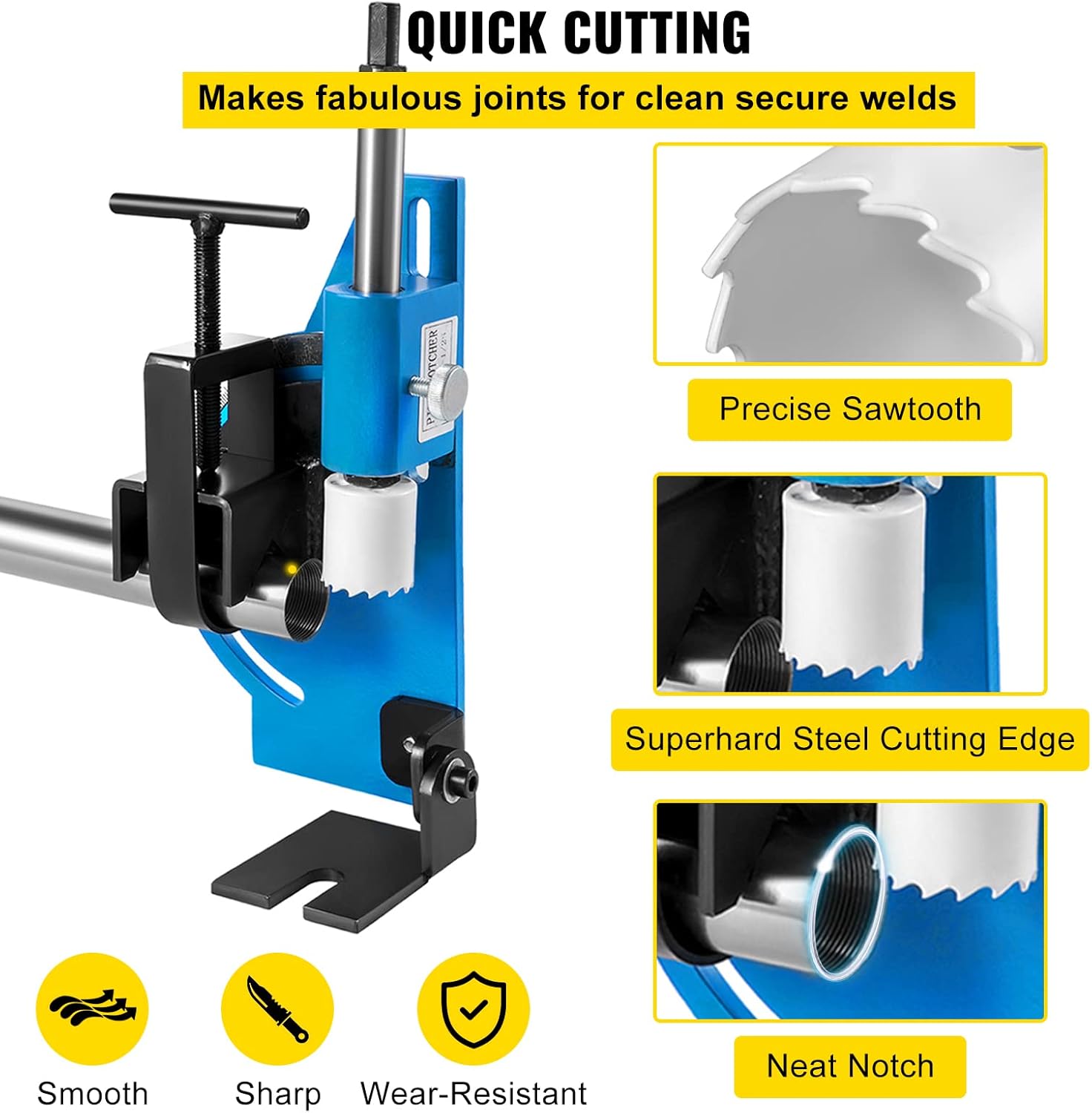 VEVOR Pipe Tubing Notcher 60 Degree Tubing and Pipe Notcher Hole Saw Up to 2" Round Tubing Tube Notcher Tool Aluminium Frame Tube Notcher