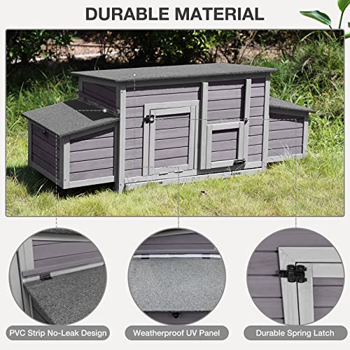 Large Chicken Coop for 6 Chicken Outdoor Chicken House with Run, Two Large Nesting Box, Leakproof Pull-on Tray and UV-Resistant Roof Panel