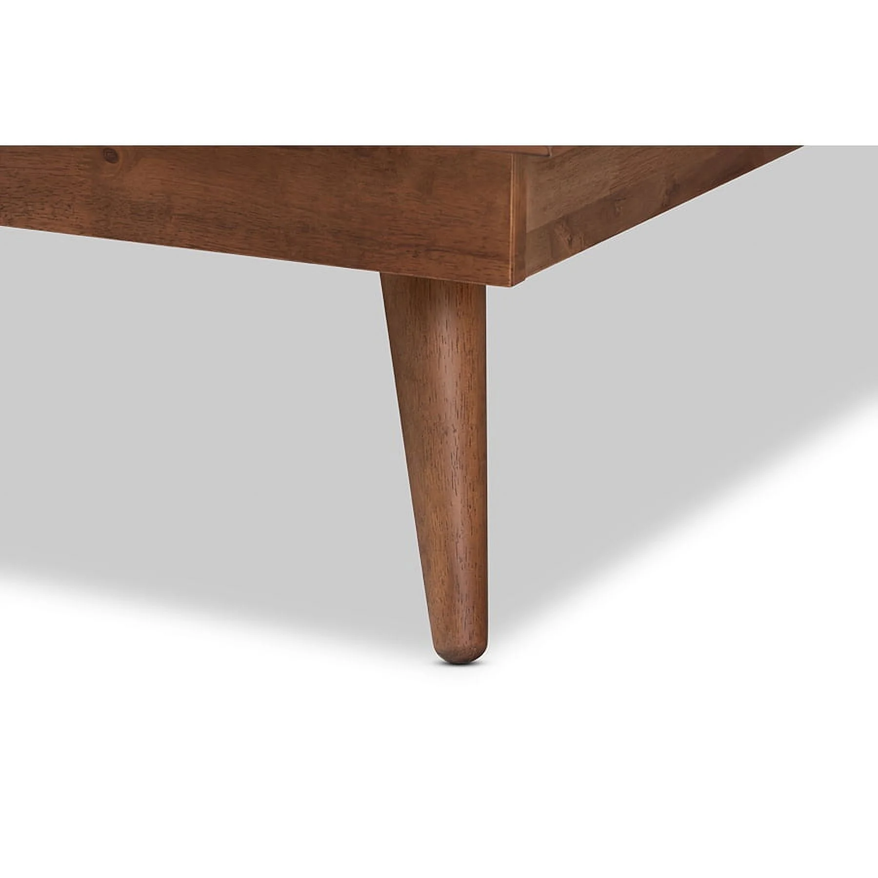 Baxton Studio Nura Mid-Century Modern Walnut Brown Finished Wood and Synthetic Rattan Full Size Platform Bed