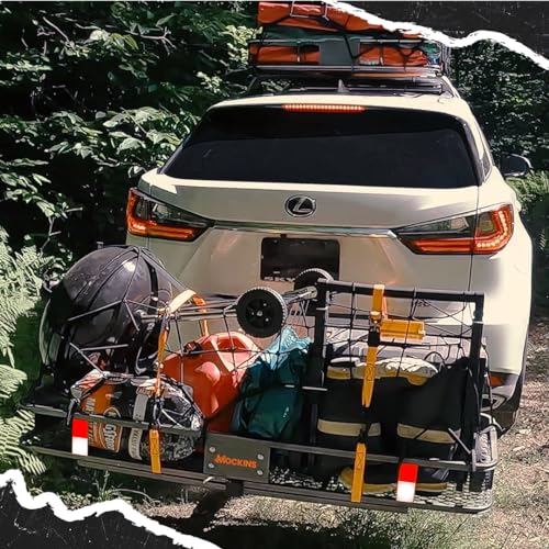 60"x24"x6" Folding Tow Hitch Cargo Carrier & 25 Cubic Ft. Waterproof Cargo Bag for Hitch Carrier Bundle
