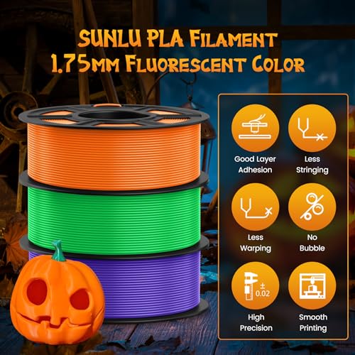 SUNLU 3D Printer Filament Bundle, PLA Plus Filament 10KG 1.75mm, Neatly Wound Filament for Most 3D Printer, 10 Colors, 1kg Spool