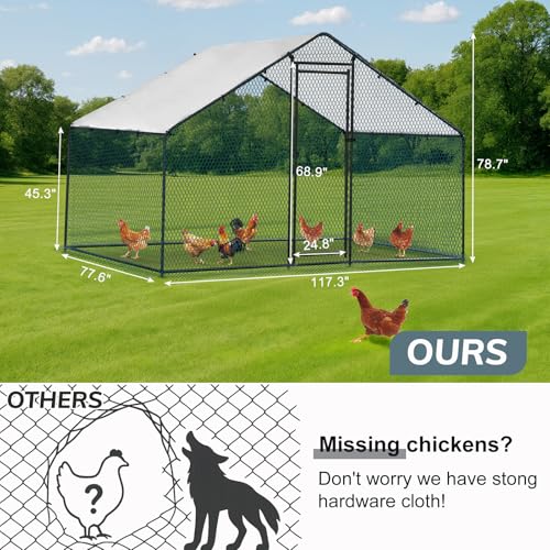 Outvita Chicken Coop, 13×10 FT Large Metal Chicken House, Poultry Habitat Cage with Waterproof Cover