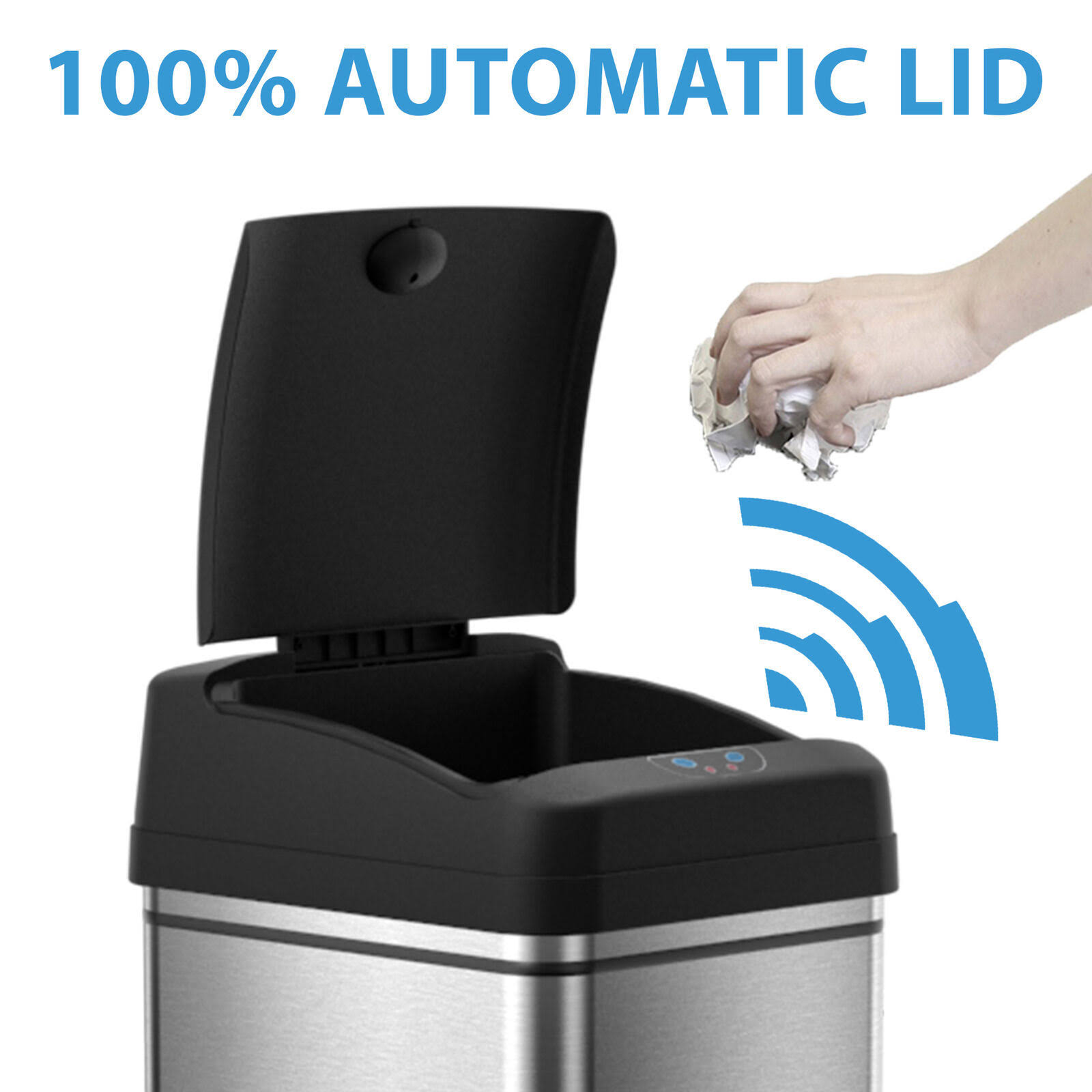 iTouchless 13 Gal Touchless Sensor Kitchen Trash Can-Stainless Steel,Odor Filter