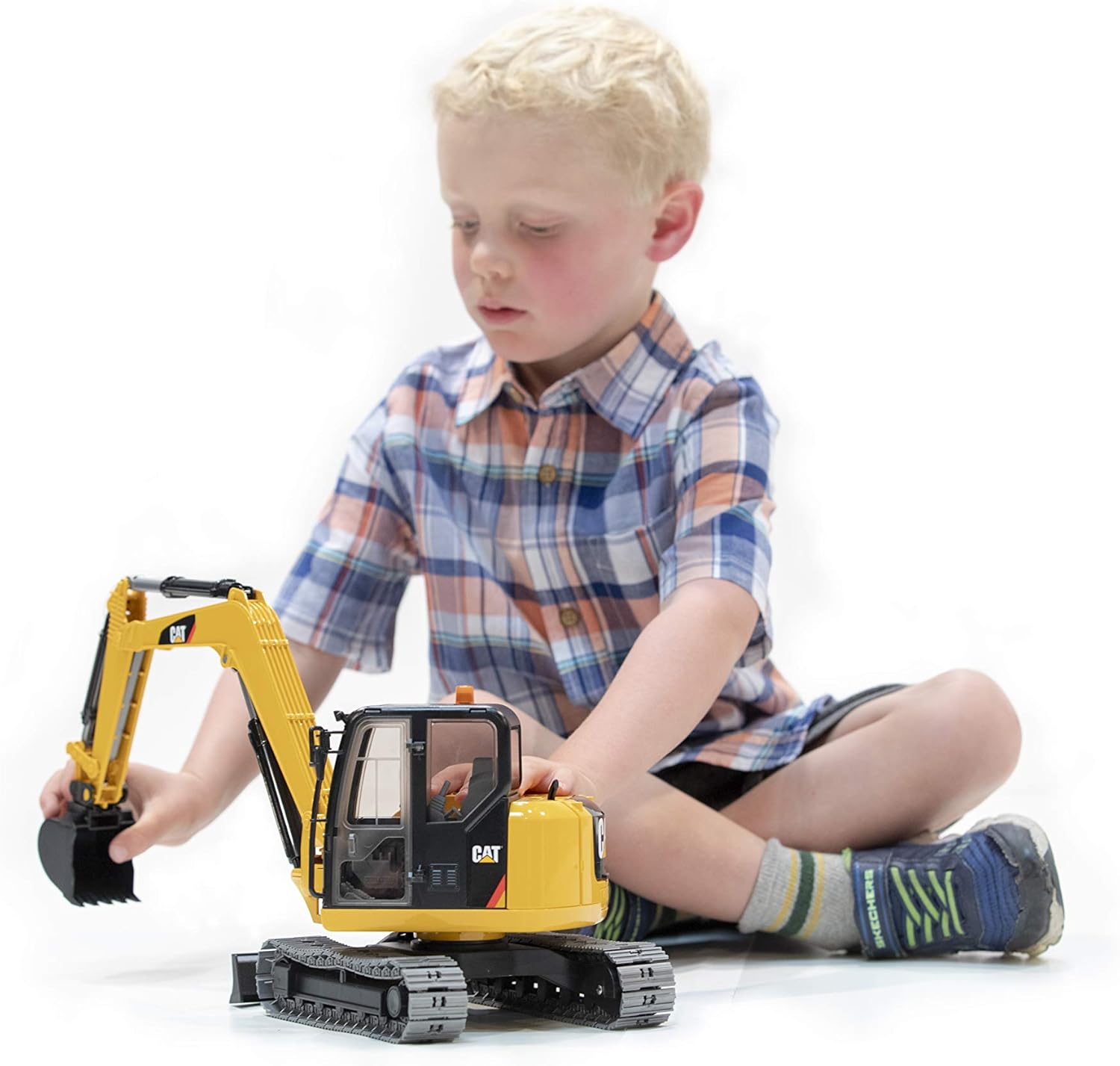 Bruder Toys - Construction Realistic CAT Mini Excavator Vehicle with Rotatable Cab and Removeable Shovel - Ages 3+