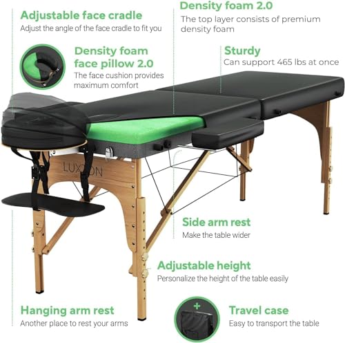 Luxton Home Premium Foam Massage Table Portable Foldable Massage Bed Height Adjustable