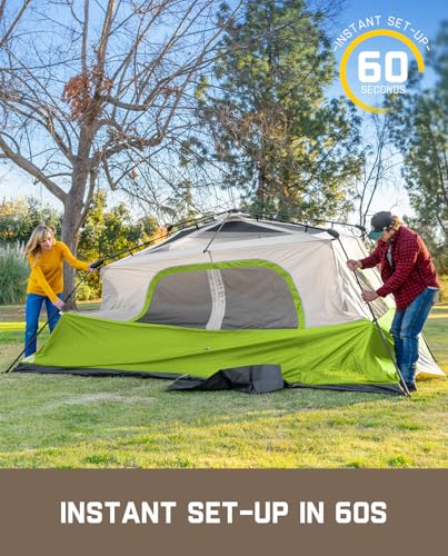 FanttikOutdoor Camping Tent 4/6/8/10 Person Instant Cabin Tent Setup in 60 Seconds with Rainfly & Windproof Portable with Carry Bag for Family