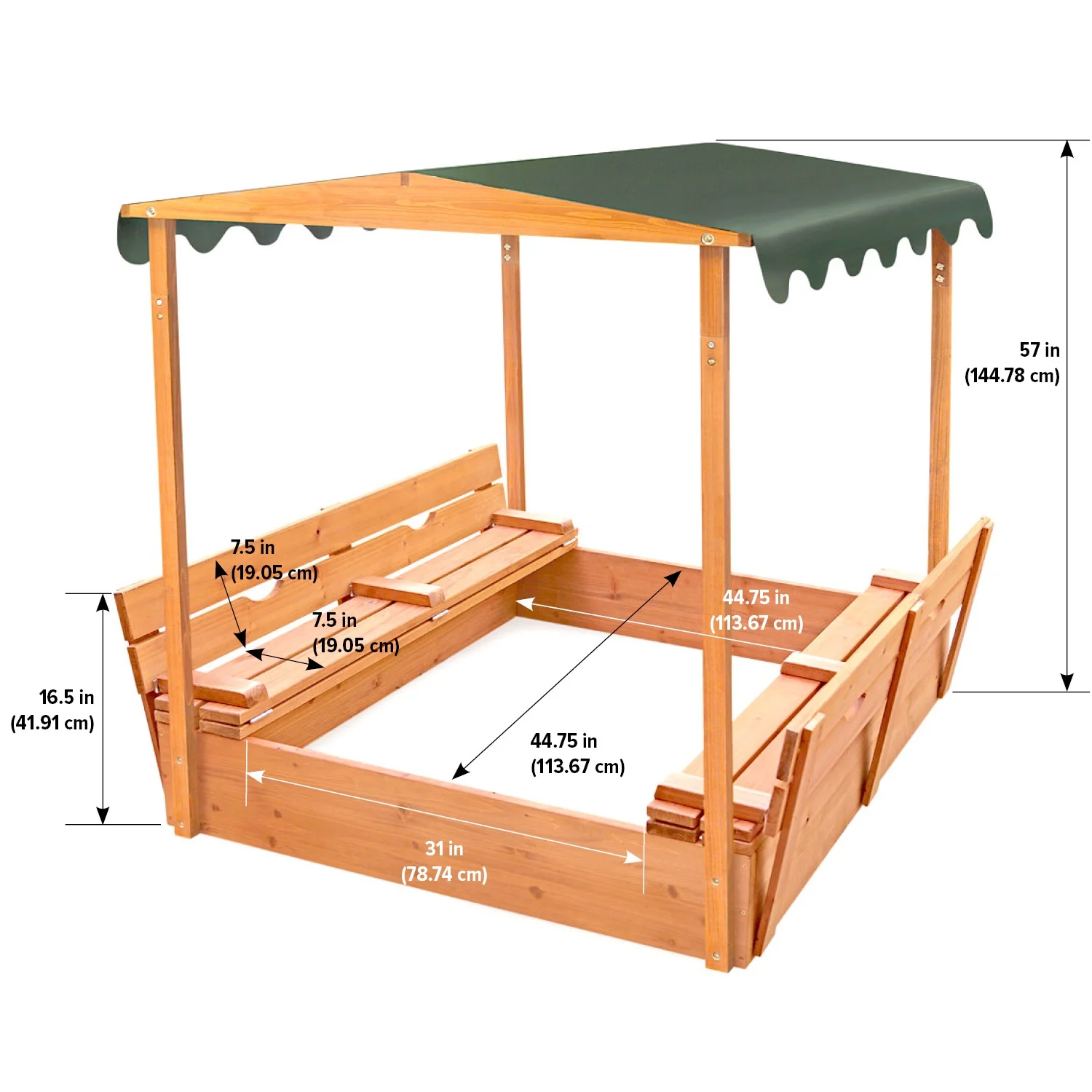 Badger Basket Covered Convertible Cedar Sandbox with Canopy and Two Bench Seats