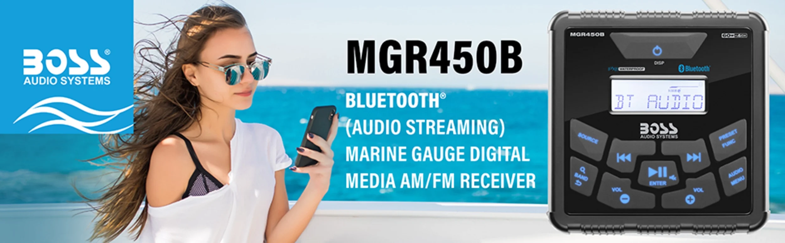 BOSS Audio MGR450B Marine Bluetooth MP3 Radio Stereo Boat Audio Receiver Player