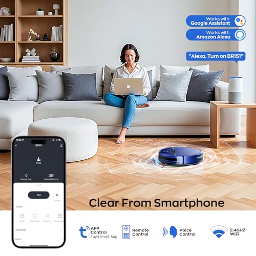 Robot Vacuum and Mop Combo, 2-in-1 Mopping Robot Vacuum Cleaner with 2300Pa Suction, 2.87'' Slim Design, Wi-Fi/App/Voice Control