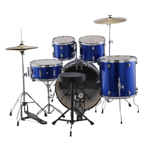 Ludwig Accent 5-piece Complete Drum Set - 22-inch Bass Drum and Cymbals, Blue Sparkle