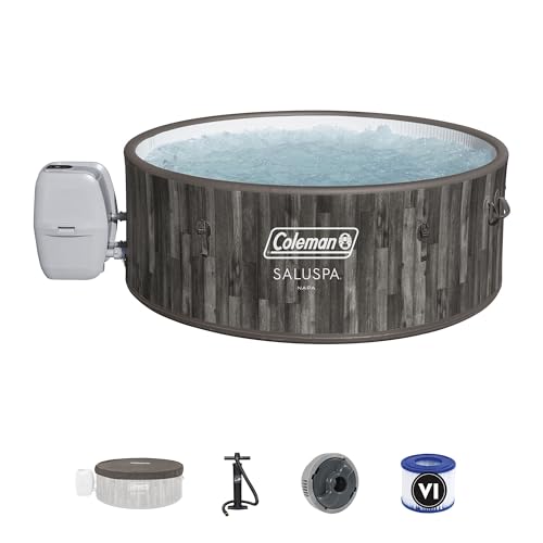 Coleman SaluSpa Napa AirJet 2 to 7 Person Inflatable Hot Tub Round Portable Outdoor Spa with 180 Soothing Jets with Cover, Gray