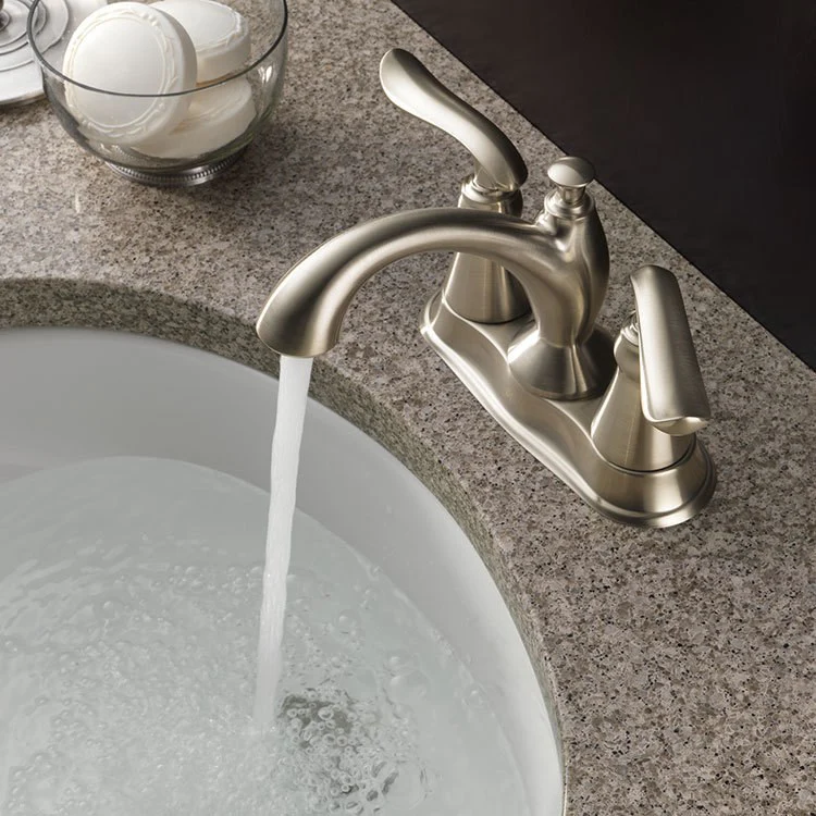 Linden Two Handle Centerset Bathroom Faucet with Drain