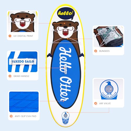 Tuxedo Sailor Inflatable Stand Up Paddle Board with Complete Accessories for Surfing and Traveling