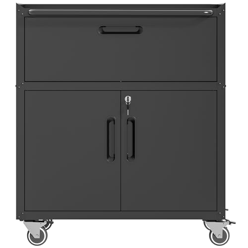Mobile Tool Storage Cabinet with Wheels,Heavy Duty Rolling Tool Cabinets for Garage,Metal Storage Cabinets with 4 Drawer and 1 Locking Doors
